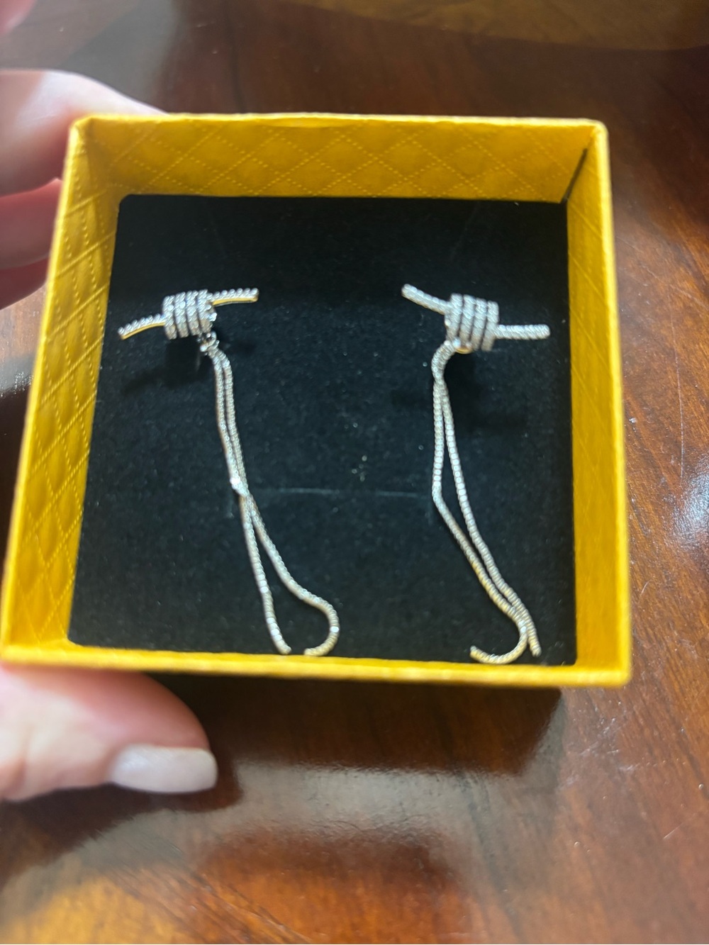 Silver Knot Drop Earrings - Elegant Dangle Design